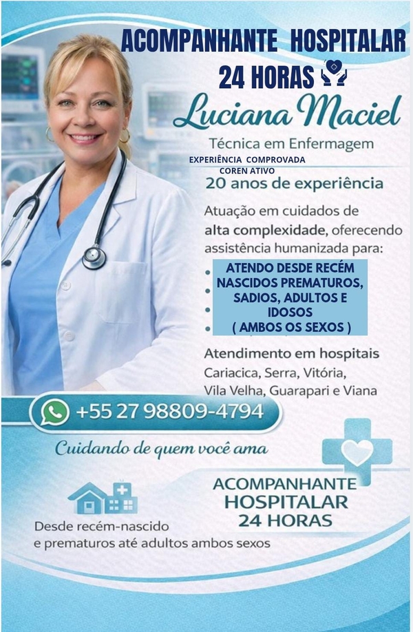 Acompanhante Hospitalar 24 horas