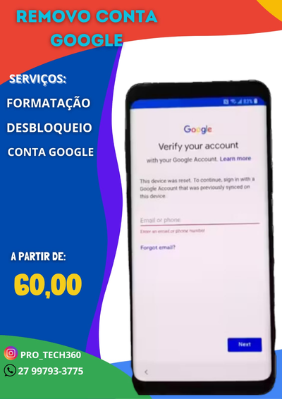 DESBLOQUEIO DE CONTA GOOGLE